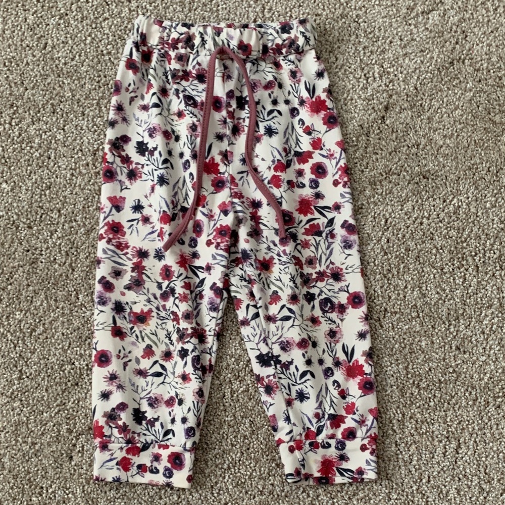Floral Print Pants with Drawstring